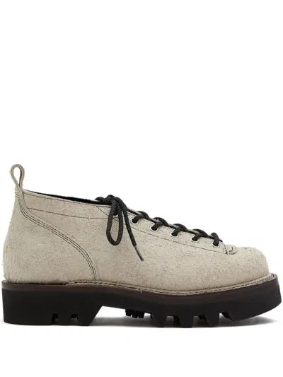 Paracia D-type 01 Lace-up Textured Leather Shoes In Gold