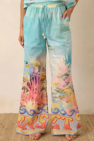 Paradisa Gulf Coast Reef Print Pants In Blue Multi