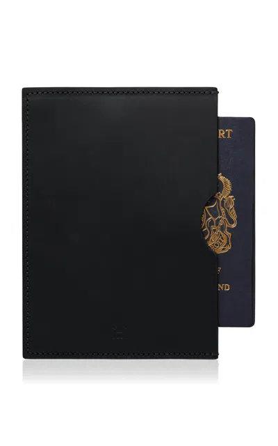Paradise Row Leather Passport Holder In Black