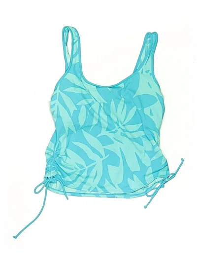 Pre-owned Paradise Swimsuit Top Blue Tropical Pattern Swimwear