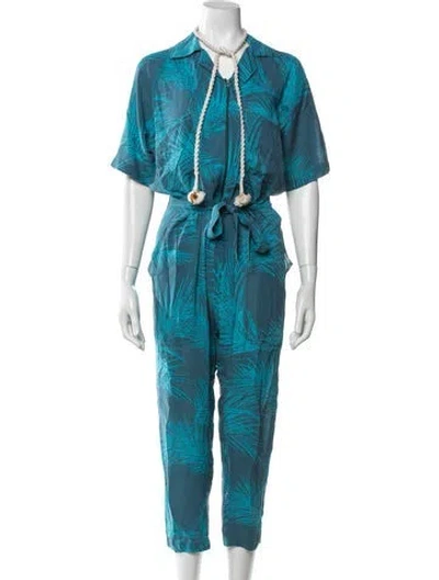 Pre-owned Paradised Floral Print Jumpsuit In Blue