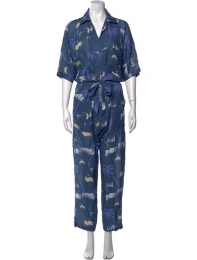 Pre-owned Paradised Printed Jumpsuit In Blue