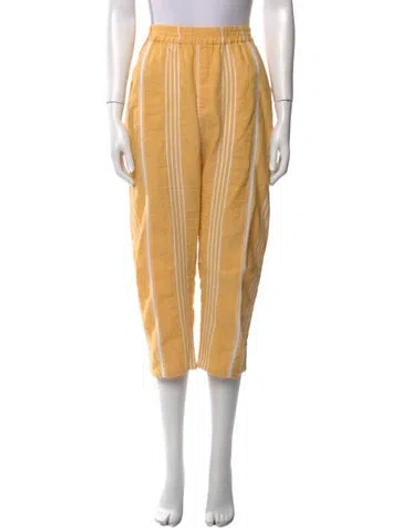 Pre-owned Paradised Striped Straight Leg Pants In Yellow