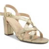 Paradox London Hilde Sandals Women's Champagne Block Heel Strappy Gal324 In Gold