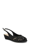 Paradox London Pink Jocelyn Slingback Wedge Sandal In Black