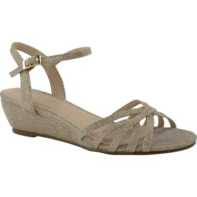 Paradox London Pink Winslow Glitter Wedge Sandal In Champagne