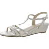Paradox Womens Strappy Textured Wedge Sandals In Silver