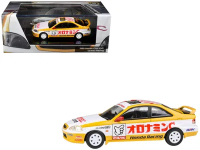Paragon 1999 Honda Civic Em1 Rhd (right Hand Drive) "oyatsu Racing" White And Yellow With Graphics 1/64 Diec