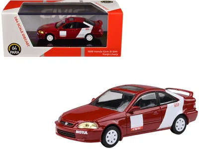 Paragon 1999 Honda Civic Si Em1 "kanjo Livery" Red With White Stripes 1/64 Diecast Model Car By  Mode In Multi