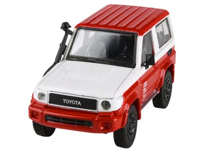 Paragon 2014 Toyota Land Cruiser 71 Swb (short Wheel Base) Red And White "2023 Auto Salon" 1/64 Diecast Mode