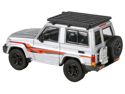 Paragon 2014 Toyota Land Cruiser Lc 71 Silver Metallic With Graphics 1/64 Diecast Model Car By  Model In White