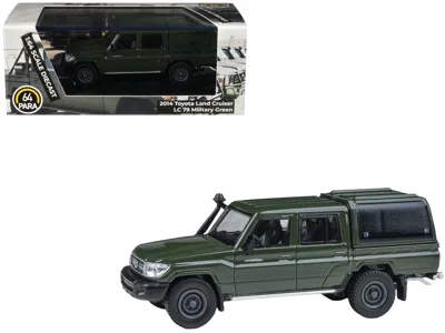 Paragon 2014 Toyota Land Cruiser Lc 79 With Camper Shell Military Green 1/64 Diecast Model Car By  Mo