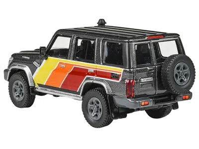 Paragon 2014 Toyota Land Cruiser Lc76 "trd Livery" Gray Metallic With Stripes 1/64 Diecast Model Car By Para In Black