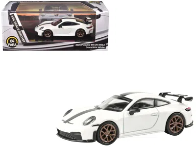 Paragon 2025 Porsche 911 Gt3 (992.2) Grand Prix White With Carbon Stripe 1/64 Diecast Model Car By