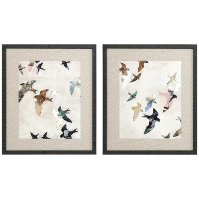 Paragon Abstract Birds 28" High 2-piece Giclee Framed Wall Art Set