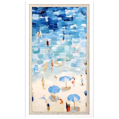 Paragon Aerial Beach I 22"w X 40"h Framed Art In Blue