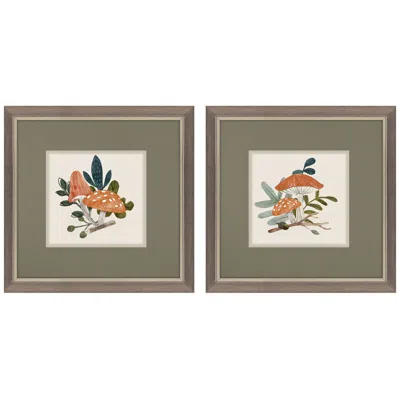 Paragon Amanita Mushroom 11"w X 11"h Framed Art Set Of 2