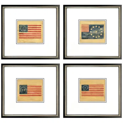Paragon American Flags I 17"w X 16"h Framed Art - Set Of 4