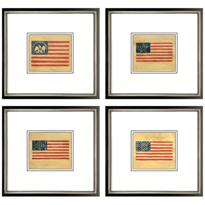 Paragon American Flags Ii 17"w X 16"h Framed Art - Set Of 4 In Brown