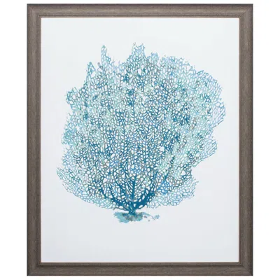 Paragon Aqua Coral On White Ii 27"w X 33"h Framed Art