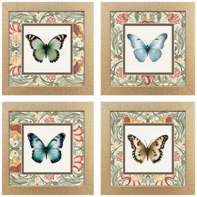 Paragon Baroque Butterfly 12"w X 12"h Framed Art - Set Of 4 In Multi