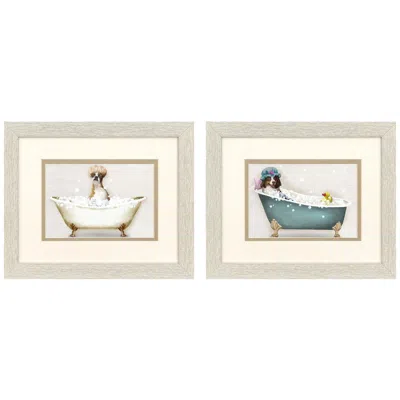 Paragon Bath Dogs I 11"w X 9"h Framed Art - Set Of 2