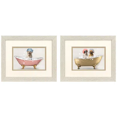 Paragon Bath Dogs Ii 11"w X 9"h Framed Art - Set Of 2