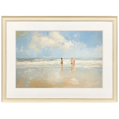 Paragon Beach Play Date 48"w X 36"h Framed Art In Gold