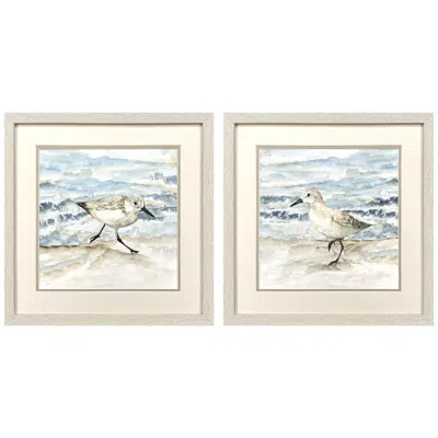 Paragon Beach Sandpipers 17"w X 17"h Framed Art Set Of 2 In White