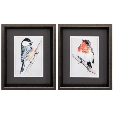 Paragon Bird On Branch Ii 9"w X 11"h Framed Art Set Of 2