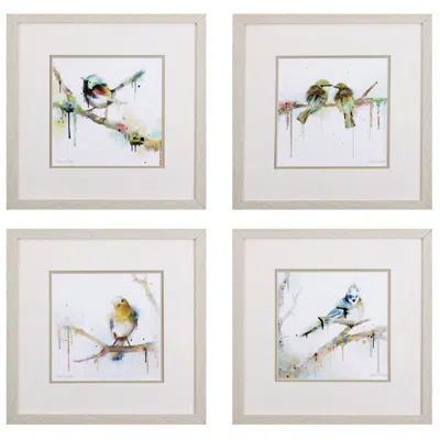 Paragon Birds On Branch 17"w X 17"h Framed Art Set Of 4