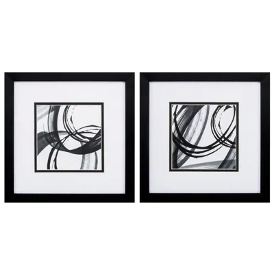 Paragon Black Rings 11"w X 11"h Framed Art Set Of 2