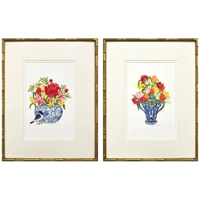 Paragon Blue And White I 21"w X 27"h Framed Art Set Of 2