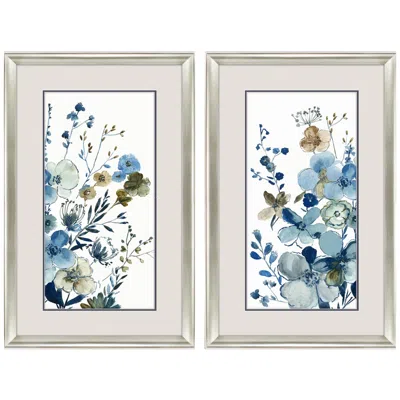 Paragon Blue Blossoming 21"w X 33"h Framed Art Set Of 2 In Gray
