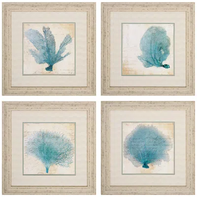 Paragon Blue Coral 22" High 4-piece Wall Art Set