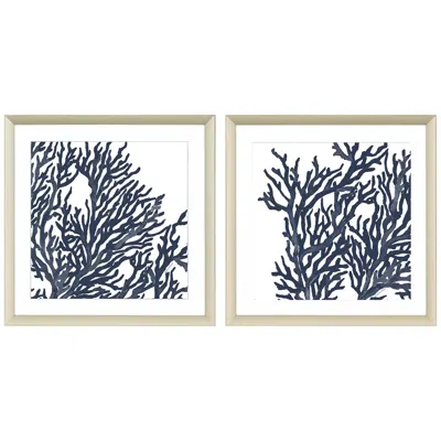 Paragon Blue Coral I 32" Square 2-piece Framed Giclee Wall Art Set
