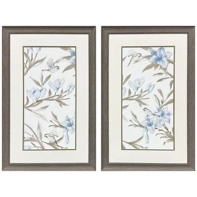 Paragon Blue Flower Beauty 21"w X 33"h Modern Framed Art Set Of 2