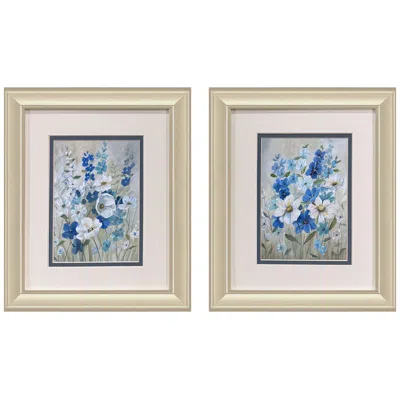 Paragon Blue Garden 10"w X 12"h Traditional Framed Art Set Of 2