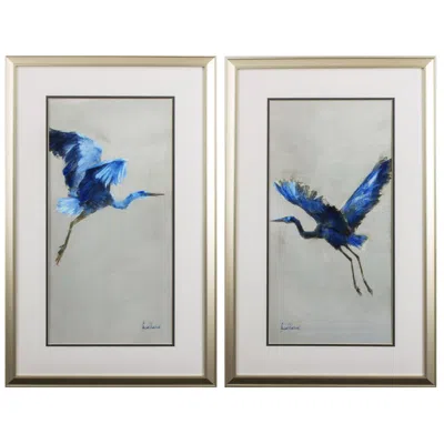 Paragon Blue Heron 20"w X 32"h Framed Art Set Of 2 In Multi