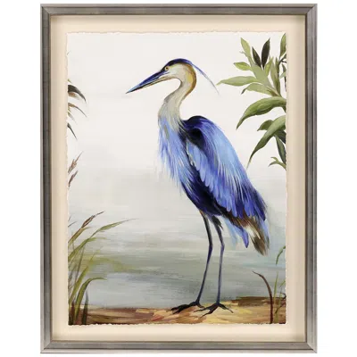 Paragon Blue Heron 44" High Hand-finished Framed Wall Art