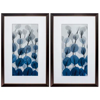 Paragon Blue Leaves 22"w X 34"h Framed Art Set Of 2