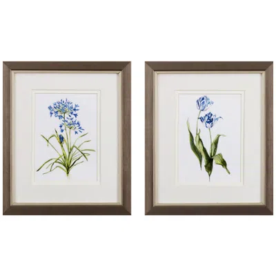 Paragon Blue Lively Botanical 9"w X 11"h Framed Art Set Of 2