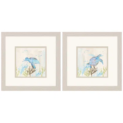 Paragon Blue Sea Turtle 11"w X 11"h Framed Art Set Of 2 In Gray