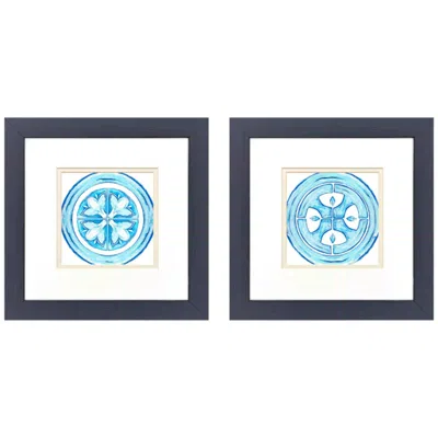 Paragon Blue Textiles I 12"w X 12"h Framed Art - Set Of 2 In Multi