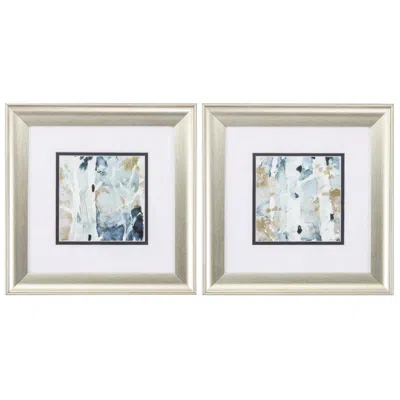 Paragon Blue Watercolor 13"w X 13"h Framed Art Set Of 2