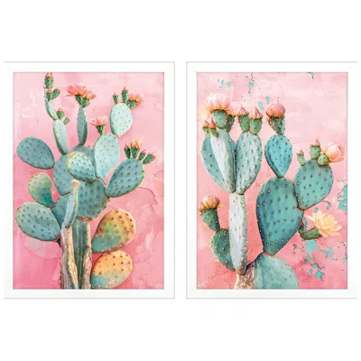 Paragon Blush Botanicals I 13"w X 19"h Modern Framed Art Set Of 2
