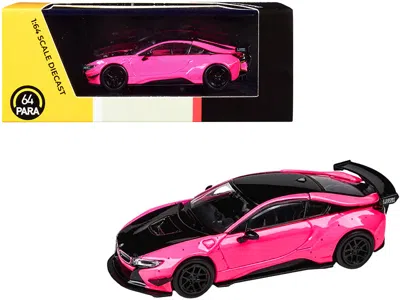 Paragon Bmw I8 Liberty Walk Hot Pink And Black 1/64 Diecast Model Car By