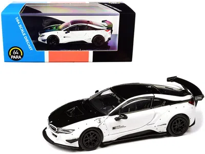 Paragon Bmw I8 Liberty Walk White And Black 1/64 Diecast Model Car By
