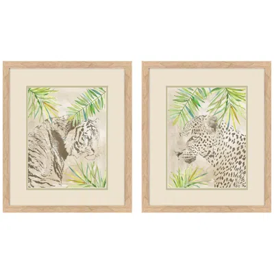 Paragon Boho Jungle Cat 18"w X 21"h Framed Art Set Of 2
