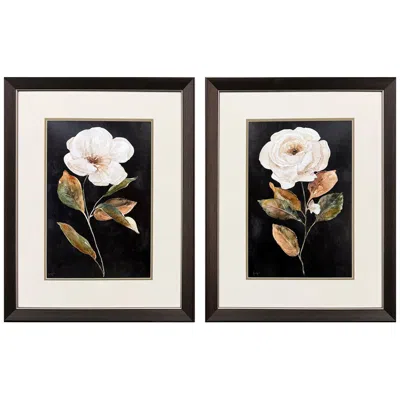 Paragon Botanical On Black 21"w X 27"h Transitional Framed Art Set Of 2